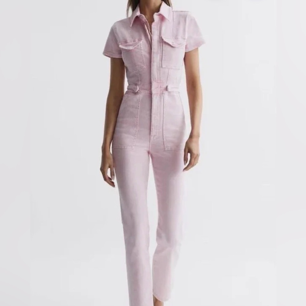 Good American Pink Jean Jumpsuit